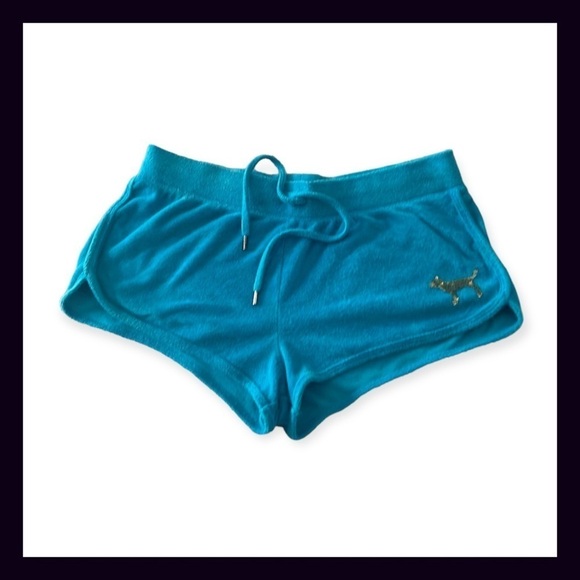 Vintage PINK Turquoise Terry Gold Bling Sequin Matching Set Size Small - Picture 3 of 12